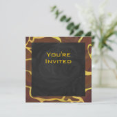 Invitation Monogramme Giraffe Brown, Impression Jaune (Debout devant)
