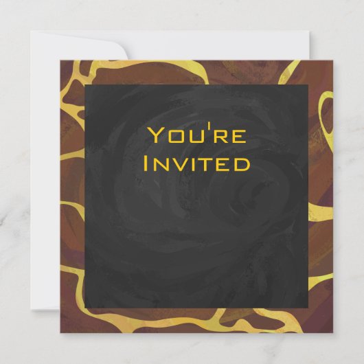 Invitation Monogramme Giraffe Brown, Impression Jaune (Devant)