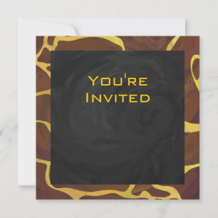 Invitation Monogramme Giraffe Brown, Impression Jaune