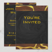 Invitation Monogramme Giraffe Brown, Impression Jaune (Devant / Derrière)