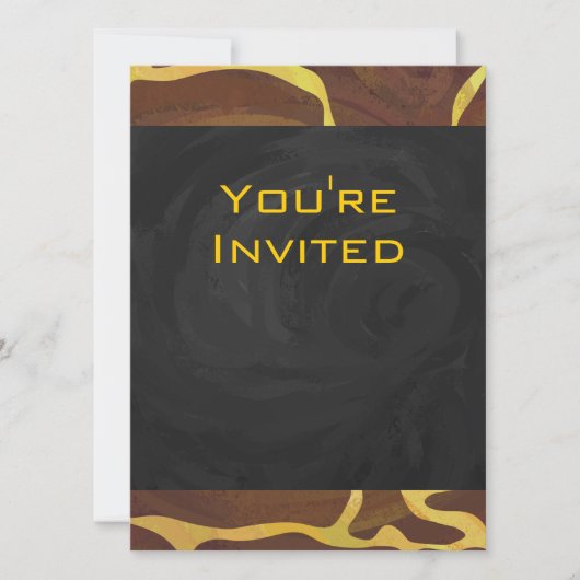 Invitation Monogramme Giraffe Brown, Impression Jaune (Devant)