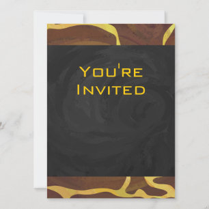 Invitation Monogramme Giraffe Brown, Impression Jaune
