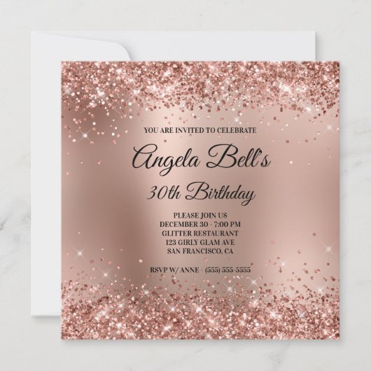 Invitation Monogramme Gold Ombre Rose de la Glitterie 30e ann (Devant)