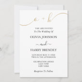 Invitation Monogramme Gold Script blanc (Devant)