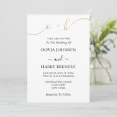 Invitation Monogramme Gold Script blanc (Debout devant)