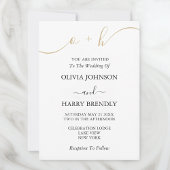 Invitation Monogramme Gold Script blanc