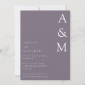Invitation Monogramme gras minimaliste Boho Dusty violet Mari (Devant)