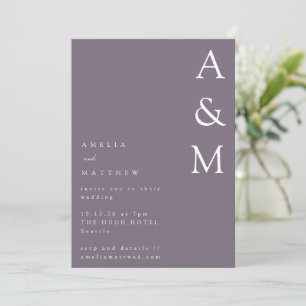 Invitation Monogramme gras minimaliste Boho Dusty violet Mari
