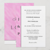 Invitation Monogramme Gris Aquarelle Rose Clair (Devant / Derrière)