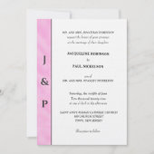 Invitation Monogramme Gris Aquarelle Rose Clair  (Devant)