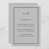 Invitation Monogramme gris minimal Mariage simple et élégant (Devant / Derrière)