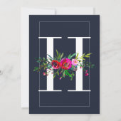 Invitation Monogramme H Initiale Moderne Fleur Bleue Mariage (Dos)