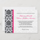 Invitation Monogramme Hot Rose Damask (Devant)