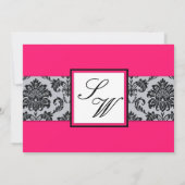 Invitation Monogramme Hot Rose Damask (Dos)
