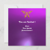 Invitation MONOGRAMME HYPER BUTTERFLY, violet, bleu, aquamari (Dos)