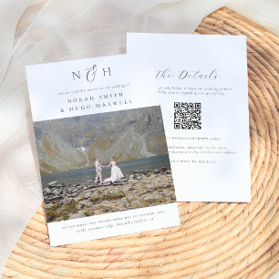 Invitation Monogramme Initiales tout en un QR Code Mariage ph