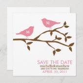 Invitation Monogramme Inséparables mariage Enregistrer la dat (Devant / Derrière)