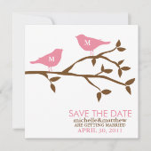 Invitation Monogramme Inséparables mariage Enregistrer la dat (Devant)