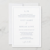 Invitation Monogramme intemporel Dusty Bleu élégant mariage (Devant)