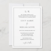 Invitation Monogramme intemporel Noir et blanc Mariage élégan (Devant)