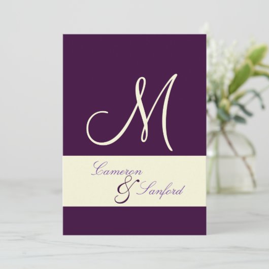 Invitation Monogramme/Invitations/prune/crème (Debout devant)