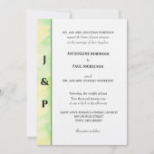 Invitation Monogramme Jaune Vert Tropical Minimaliste  (Devant)
