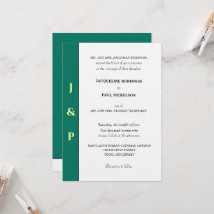 Invitation Monogramme Jaune Vert Tropical Minimaliste