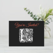 Invitation Monogramme L Art Nouveau Vintage (Debout devant)
