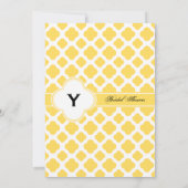 Invitation Monogramme Lemon Jaune et blanc Quatrefoil Motif (Dos)