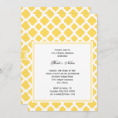 Invitation Monogramme Lemon Jaune et blanc Quatrefoil Motif (Devant / Derrière)