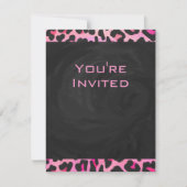 Invitation Monogramme Leopard noir et rose chaud (Devant)