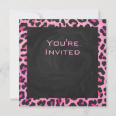 Invitation Monogramme Leopard noir et rose chaud (Devant)