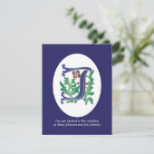 Invitation Monogramme Lettre J Fleur de lis (Debout devant)