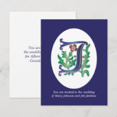 Invitation Monogramme Lettre J Fleur de lis (Devant / Derrière)