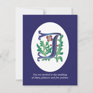Invitation Monogramme Lettre J Fleur de lis