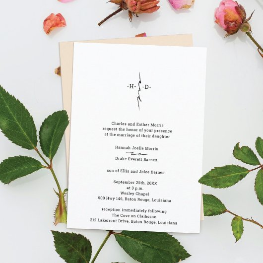 Invitation Monogramme Lettre main Chic Mariage croisé