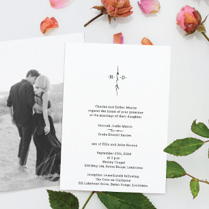 Invitation Monogramme Lettre main Chic Mariage croisé