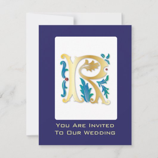 Invitation Monogramme Lettre R Fleur de lis (Devant)