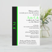 Invitation Monogramme Lime Green Black Bar Mitzvah (Debout devant)