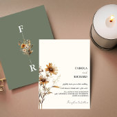 Invitation Monogramme lunaire ivoire Mariage Fleur sauvage ve