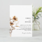 Invitation Monogramme lunaire Mariage Fleur sauvage ivoire (Debout devant)