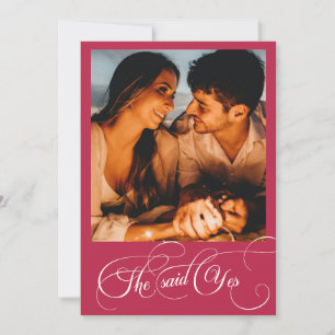 Invitation Monogramme manuscrit Viva Magenta Photo Engagement
