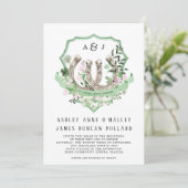 Invitation Monogramme | Mariage botanique en fer à cheval (Debout devant)