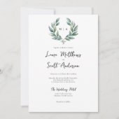 Invitation Monogramme Mariage de feuillage minimaliste offici (Devant)