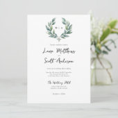 Invitation Monogramme Mariage de feuillage minimaliste offici (Debout devant)