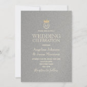 Invitation Monogramme mariage de luxe en argent et or (Devant)