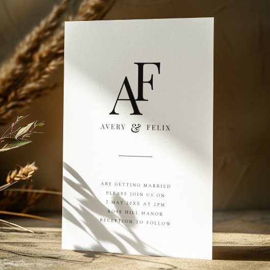 Invitation Monogramme mariage Élégant Simple Minimaliste