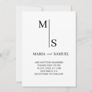 Invitation Monogramme mariage Élégant Simple Minimaliste