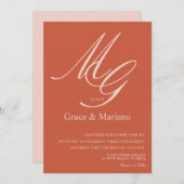 Invitation Monogramme Mariage en terre cuite rose (Devant / Derrière)