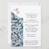 INVITATION MONOGRAMME MARIAGE FLEUR BLEU ÉLÉGANT (Dos)